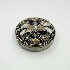 Ancienne Boîte À Pillule / Bibelot. Boîte Avec Cristaux Signée NIKKY. Papillon