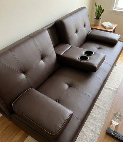 New modern faux leather futon - new,