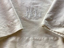 ANCIEN DRAP CHANVRE 220 X 270 MONOGRAMME