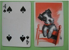 carte à jouer ancienne de collection (USA) : chien