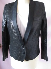Veste smoking en lamé noir