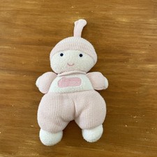 Doudou Peluche Luminou Poupée Fille Blanc Et Rose 21 Cm Grelot