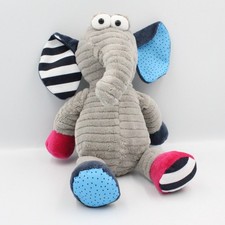 Doudou éléphant gris rose bleu rayé pois - 23293