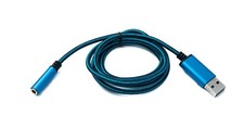 Câble USB SYSTEM-S 1m Jack 3,5mm Femelle vers 2.0 Type A Mâle Tressé Bleu