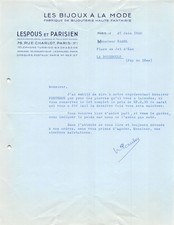 1960 LES BIJOUX A LA MODE FABRIQUE DE BIJOUTERIE HAUTE FANTAISIE LESPOUS ET P