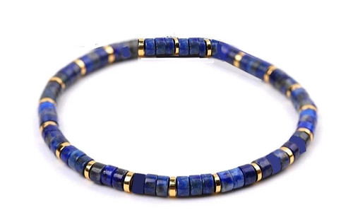 Bracelet perles lapis - bracelet,