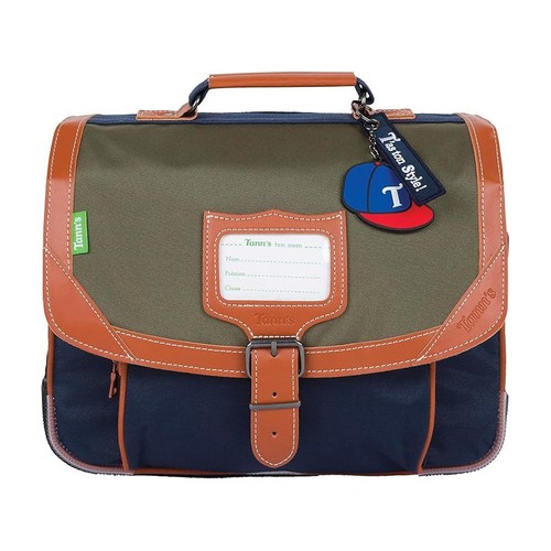 Cartable tann bleu - cartable, bleu/kaki