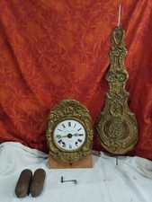 ancien mouvement de comtoise du 19ème + balancier + poids + clé PG6