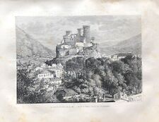 GRAVURE (v. 1880)  Le château de Foix ARIEGE, OCCITANIE