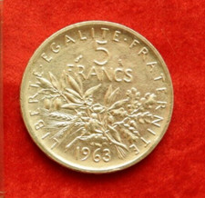Rare  5 franc Semeuse Argent  1963  " FDC"