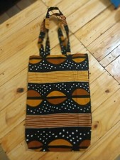Tote bag en wax bogolan marron et noir fait main
