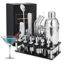 Kit Cocktail Barman 20PCS Acier Inoxydable 750ML Shaker Mélangeur + Support