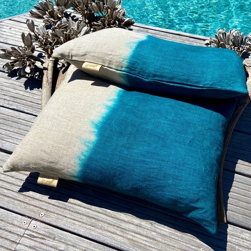 Housse coussin lin tie - de, en