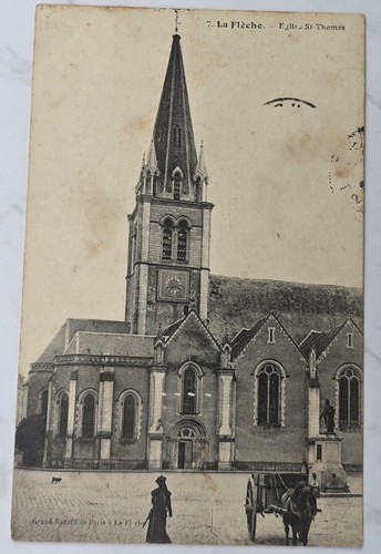 Cpa flèche sarthe - la, Église