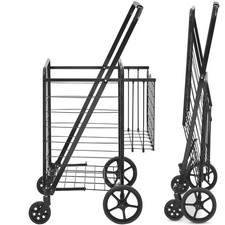 Chariot de Courses Pliable Chariot de Supermarché 85 L 50 kg 4 Roulettes