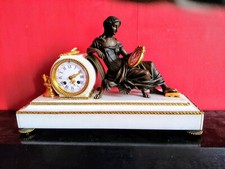 pendule à poser ancienne, bronze et marbre, époque XIXe mouvement mécanique