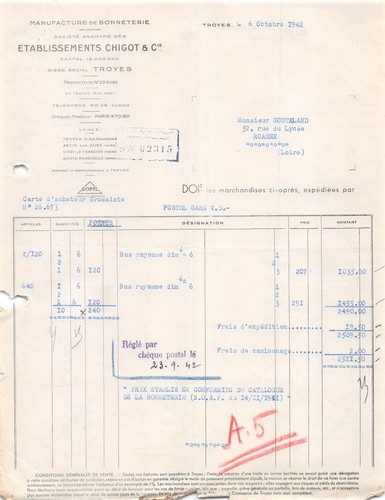 1942 manufacture bonneterie - 1942, de