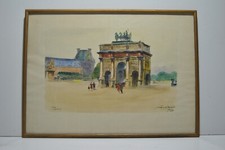 Tableau peinture arc Triomphe du Carrousel Fernand GUIGNIER Paris musée Louvre