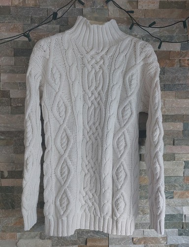 Pull coton blanc col - en,