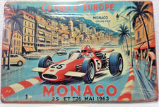 PLAQUE METAL Tôlée VINTAGE 20X30  COURSE AUTO MONACO GRAND PRIX 1963 NEUF NV1