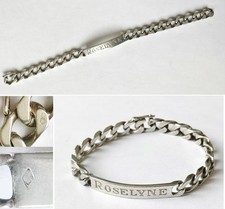 Gourmette en argent 800 millième, poinçonnée au crabe. Prénom gravé : Roselyne