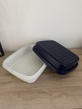 Tupperware ancienne boite a pain rectangle boite Bleu Marine et Blanc - Vintage