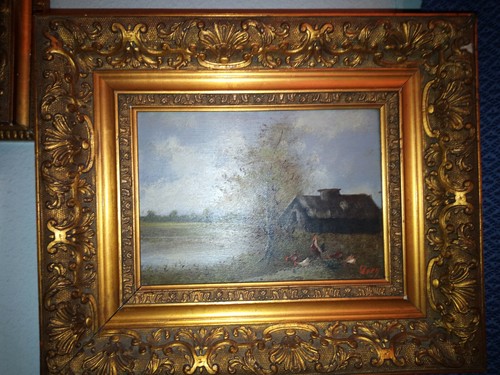 Tableau huile sur - sur, cour
