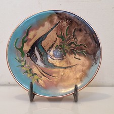 Pays-Bas - Krelag (Att.) dans le goût de l'Asie - Coupelle cuivre émaillé - 50's