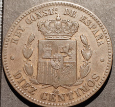 10 centimos 1878 OM Alphonse XII Espagne Spain - 129070 coin