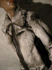 CHIC VINTAGE MANTEAU FOURRURE 1970 VINYL VTG COAT FUR 70'S MANTEL 70er (38)