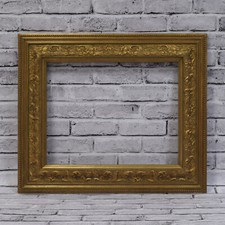 Cadre ancien de 1850-1900 en bois décoré Couleur Or Feuillure: 50,5x40 cm