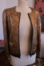 Blouson cuir doré impression panthère GOLDEN GOOSE DE LUXE