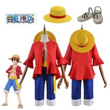 One Piece Cosplay Luffy Costume Chapeau De Paille Déguisement  Toute Tailles