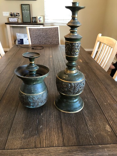 Vintage candle holders green - candle,