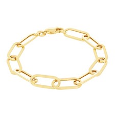 14k or Jaune 7mm Trombone Chaîne Câble Bracelet Lien Hommes Femmes 7 " 7.5 "