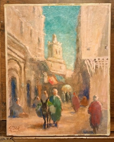 Tableau ancien huile peinture - huile,