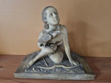 Bohumil Rezl Sculpture en terre cuite patiné "Femme à l'aigle" Art Déco Statue