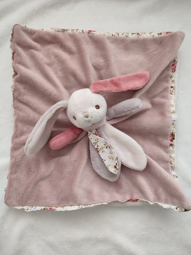 Doudou plat lapin rose - plat,
