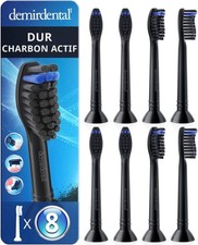 8 demirdental Dur Têtes de brosse à dent pour Philips Sonicare Charbon actif