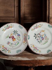 Lot 2 assiettes anciennes Vieux Moustier vintage décor traditionnel en l’état