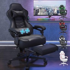 Chaise Gaming Ergonomique Fauteuil de Bureau avec Repose-pied Appui-tête Massage