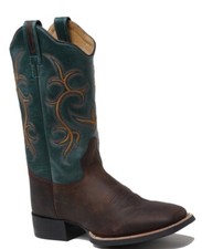 Bottes de Cuir Old West 18127E Semelle en Caoutchouc - Western Travail Boots