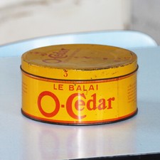 Boîte publicitaire en tôle ancienne O-Cedar pour balai à frange démontable N°3
