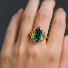 Bague tourmaline verte et