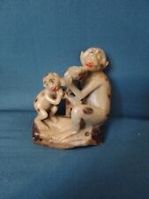 petit statuette en pierre dure de Lard /UNE SINGE AVEC SON BEBE/TRES AMUSANTE!