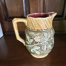 Pichet En Barbotine Onnaing  Florale  Très Ancien Rare