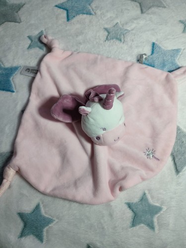 Doudou plat licorne rose