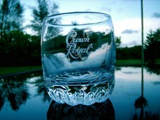 CROWN ROYAL FROSTED CURSIVE  LOGO WHISKEY  GLASS  NICE