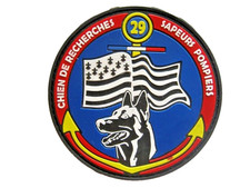 ECUSSON DES SAPEURS POMPIER FINISTERE 29 CHIEN DE RECHERCHE SUR SCRATCH 90MM