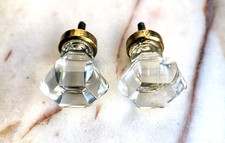 2 ANCIENNES Petites POIGNÉES Boutons de TIROIR en VERRE / Cristal  25 / 28mm